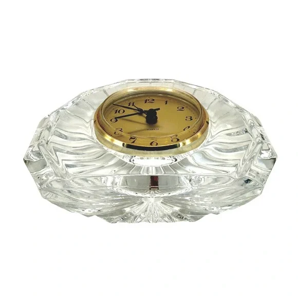 Crystal Desk Clock France Staiger Germany Quartz Cut Glass WORKS w/ Battery - Picture 11 of 16